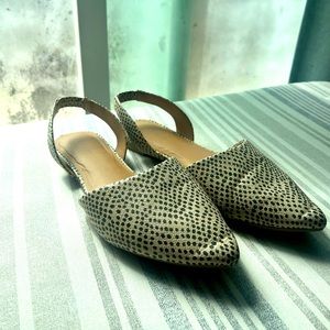 Torrid slingback flats; ivory/ cream and black dots 10